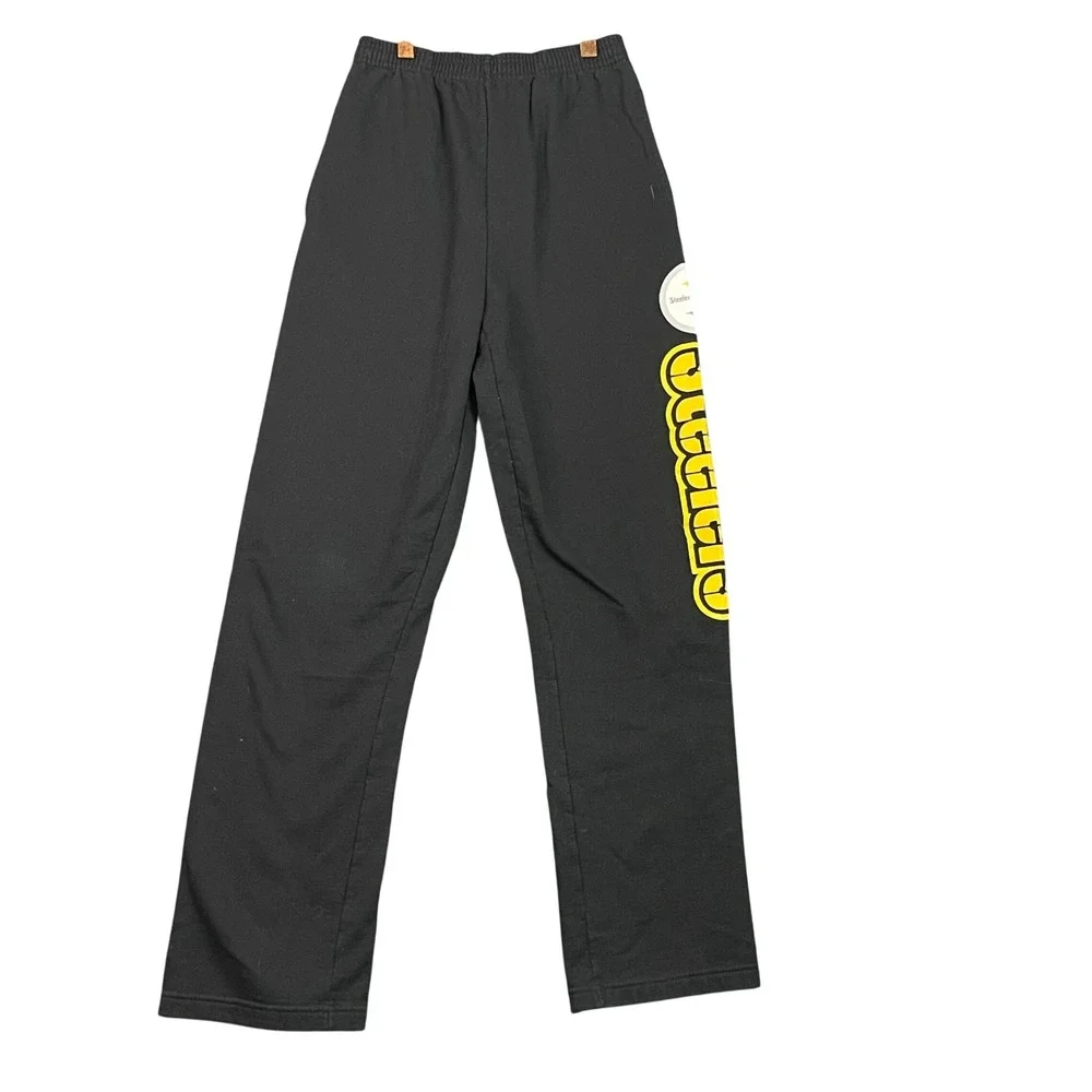 NFL Team Apparel Sweatpants Mens Small Black Pittsburgh Steelers Fleece Joggers